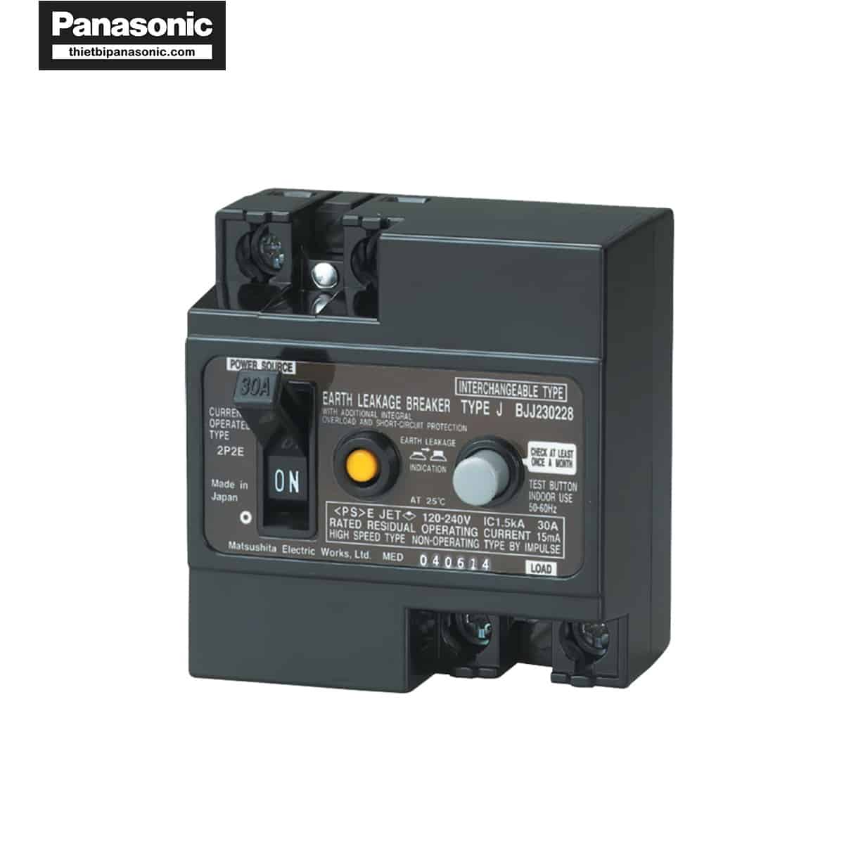 ELCB Panasonic 30A 15mA BJJ23022-8 có thiết kế nhỏ gọn, dễ lắp đặt cũng như sử dụng