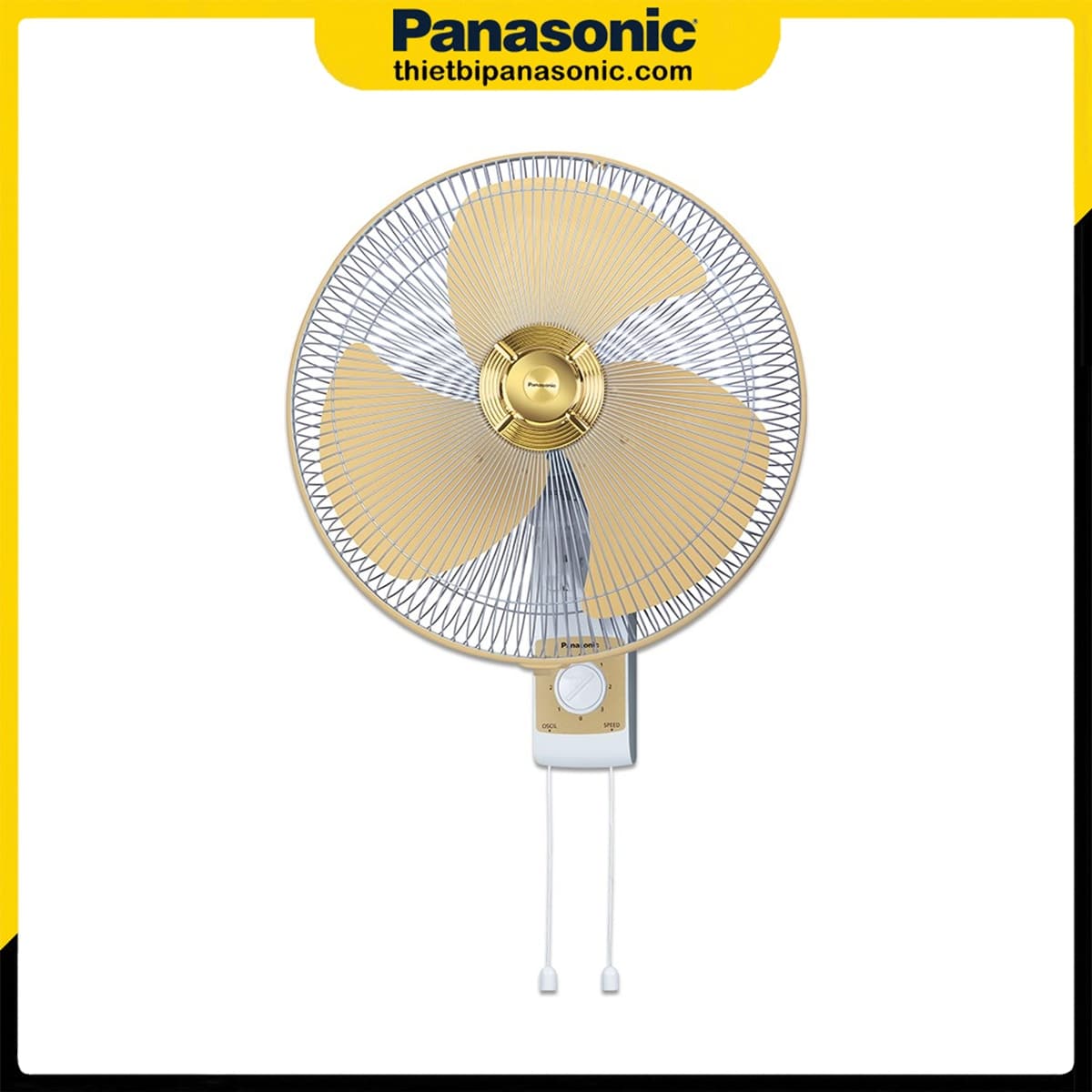 Ngoại hình của Quạt Panasonic treo tường F-409UGO màu vàng kim