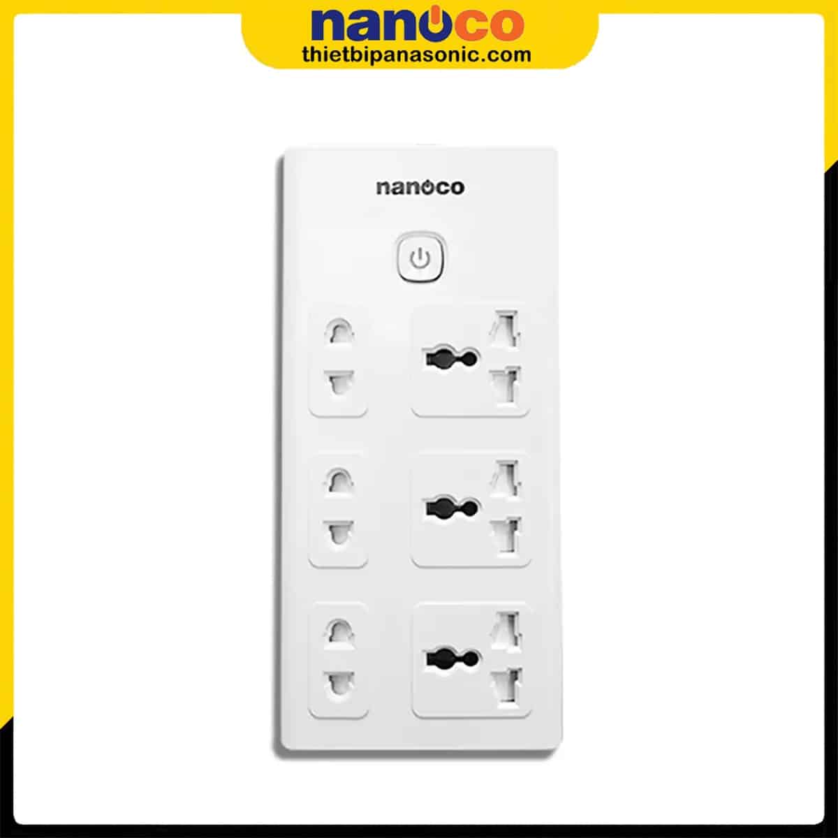 Ổ cắm có dây Nanoco NES3332-3 có thiết kế chắc chắn cùng màu trắng thanh lịch