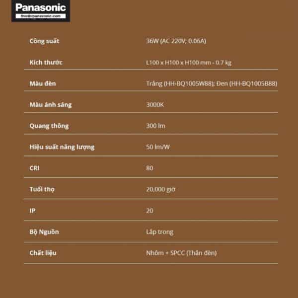 Thông số kỹ thuật chi tiết của Đèn hắt tường Panasonic HHBQ1005B88 Màu Đen