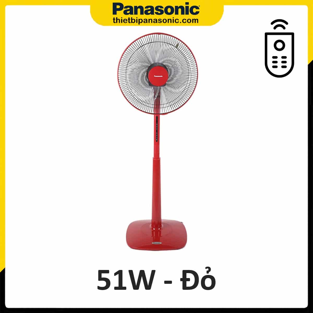 Quạt đứng Panasonic F-409KMR có remote màu đỏ 51W