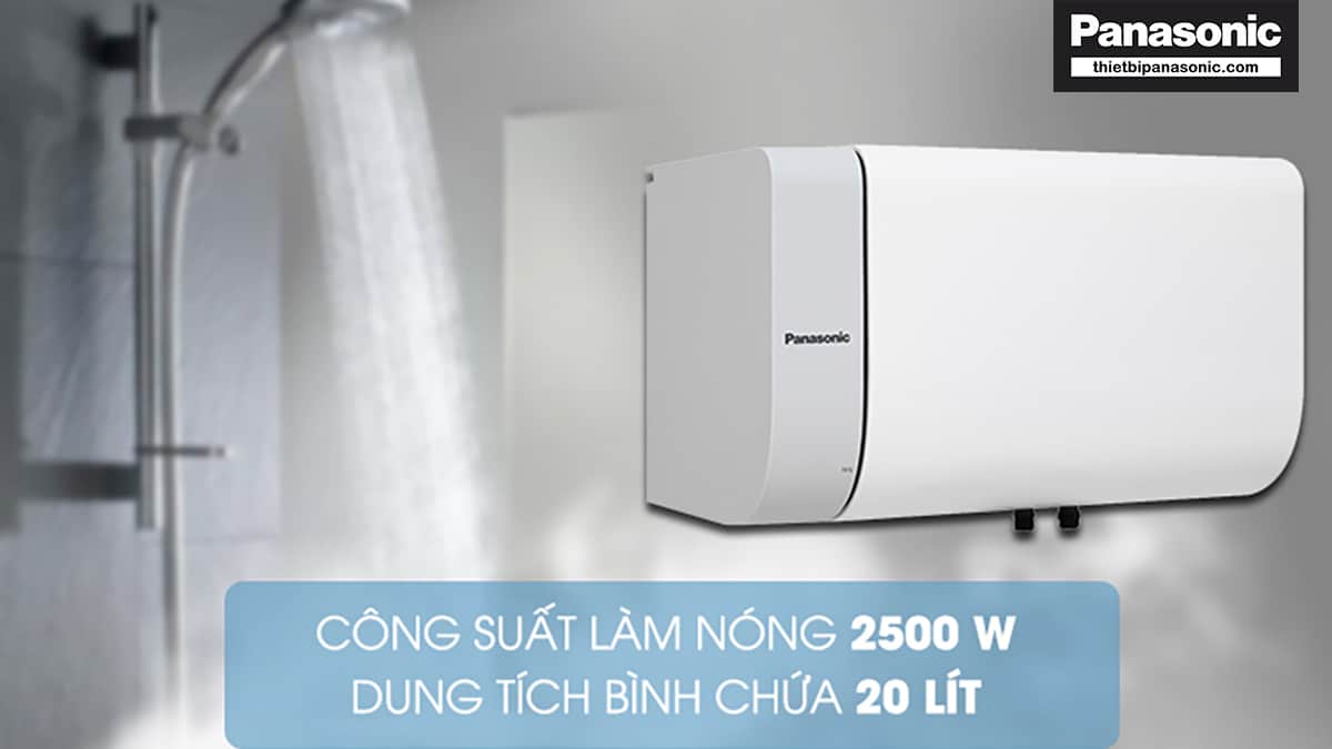 Máy nước nóng Panasonic DH-20HBMVW có bình chứa lên đến 20L giúp gia đình đông thành viên thoải mái sử dụng