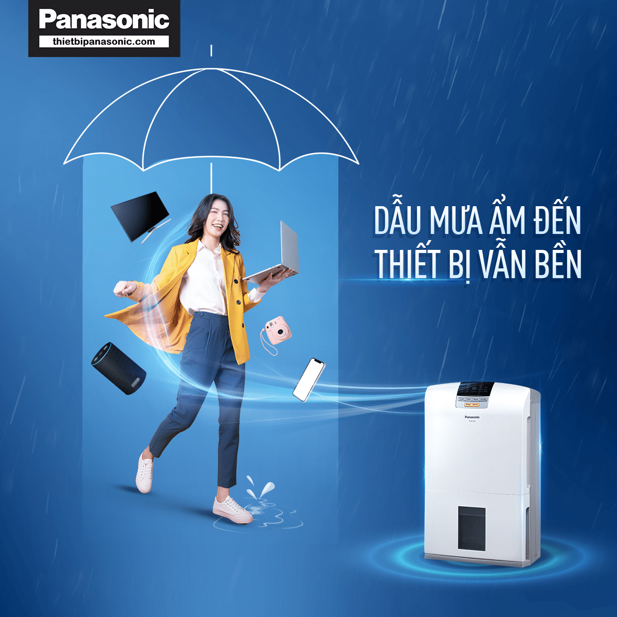 Các thiết bị điện tử vẫn bền bỉ trong điều kiện ẩm ướt nhờ máy hút ẩm Panasonic