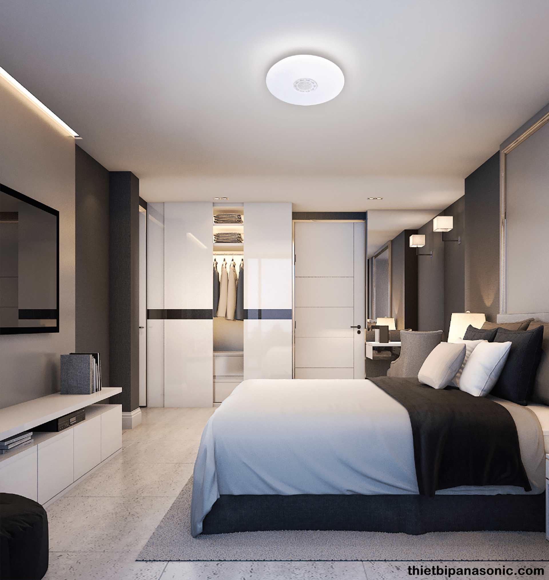 Đèn trần trang trí Panasonic làm cho không gian phòng ngủ thêm sinh động và hiện đại