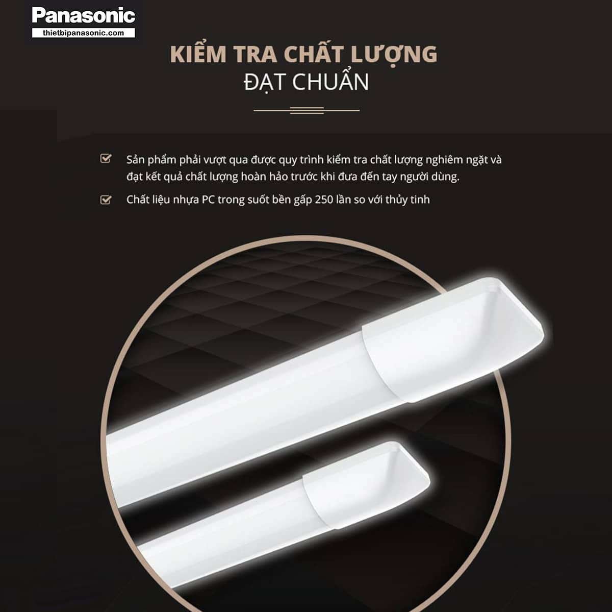 Bóng LED bán nguyệt 60cm 18W được Panasonic chế tạo từ vật liệu PC cao cấp, trong suốt, bền gấp 250 lần thủy tinh