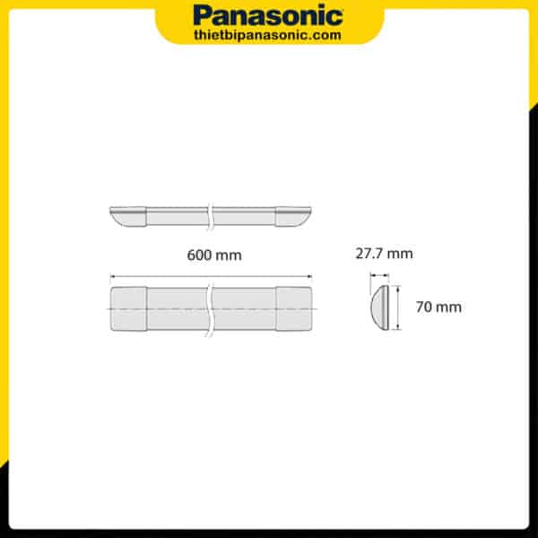 Bản vẽ kỹ thuật của Bóng đèn LED bán nguyệt 60cm 18W Panasonic NNFC5004088 (ánh sáng vàng), NNFC5009088 (ánh sáng trung tính), NNFC5009588 (ánh sáng trắng)