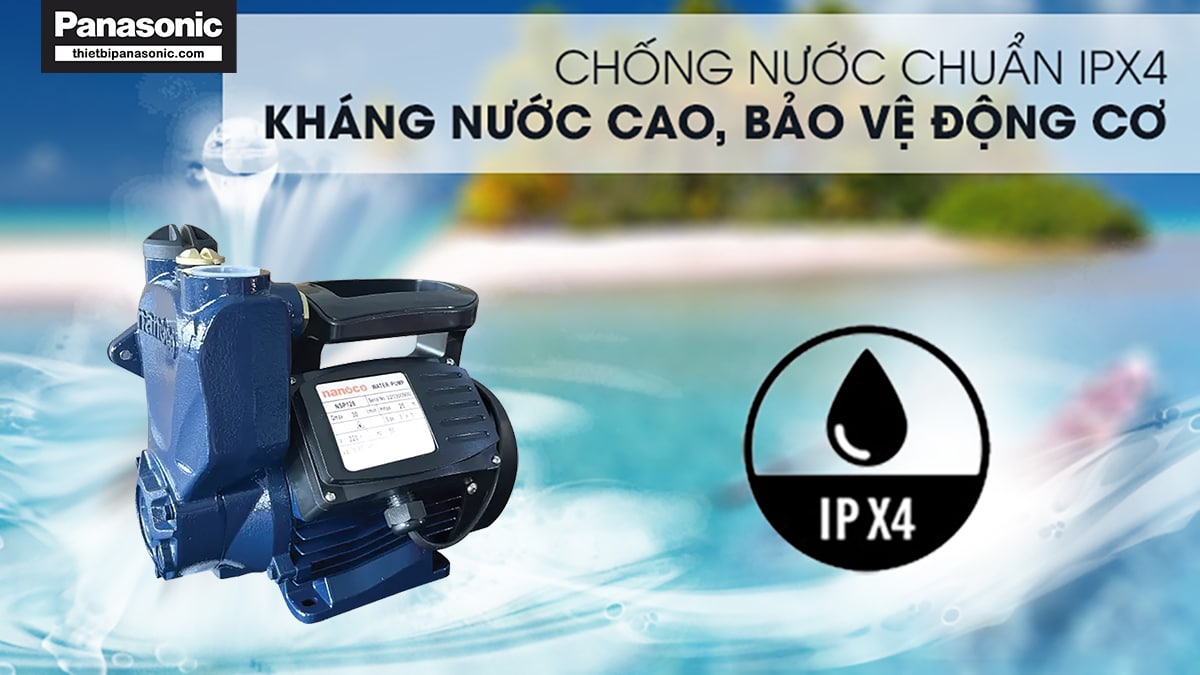 Máy bơm Nanoco NSP128 đặt chuẩn chống nước IPX4 giúp bảo vệ động cơ hiệu quả