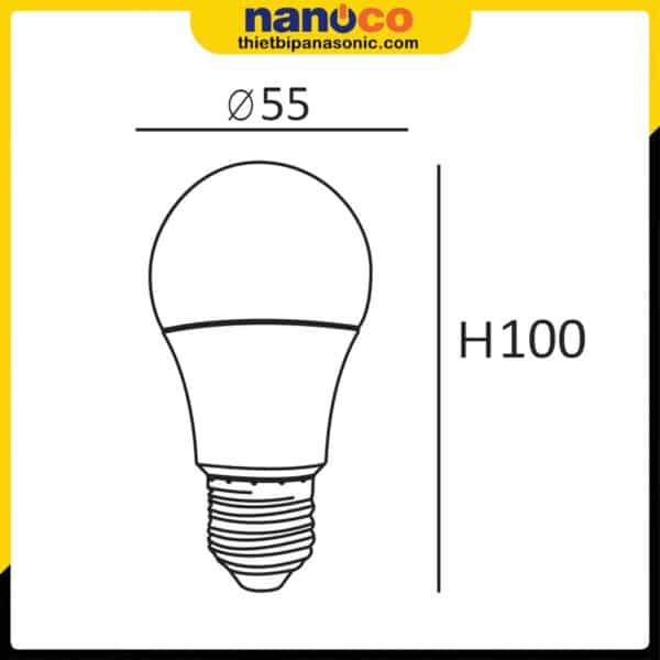 Kích thước của Bóng đèn LED tròn 5W Nanoco NLBA056, NLBA053