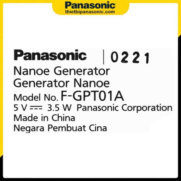 Thông tin sản phẩm trên hộp đựng Máy lọc không khí ô tô Panasonic F-GPT01A-R