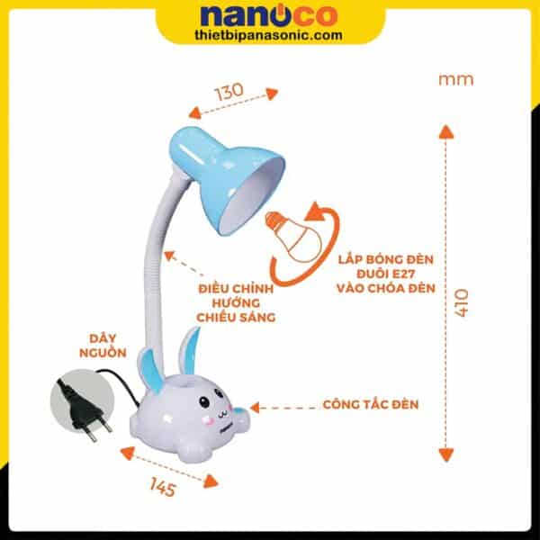 Kích thước của Đèn bàn Nanoco NDKC01BE Màu Xanh