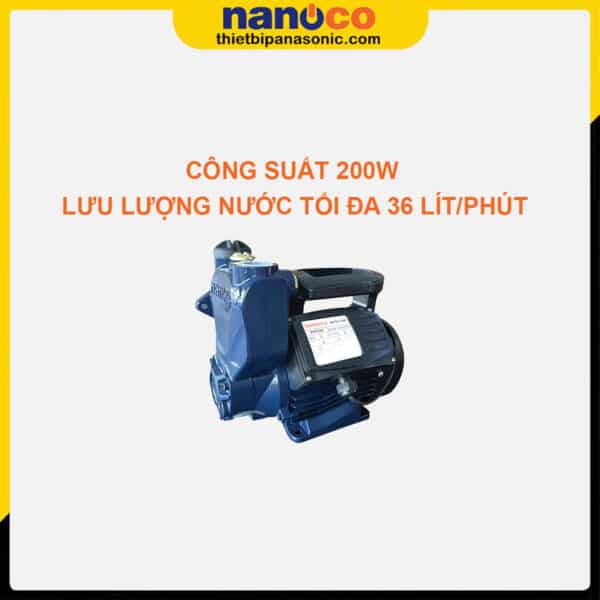 Máy bơm đẩy cao Nanoco NSP200 có công suất 200W cùng lưu lượng nước đặt 36 lít/phút