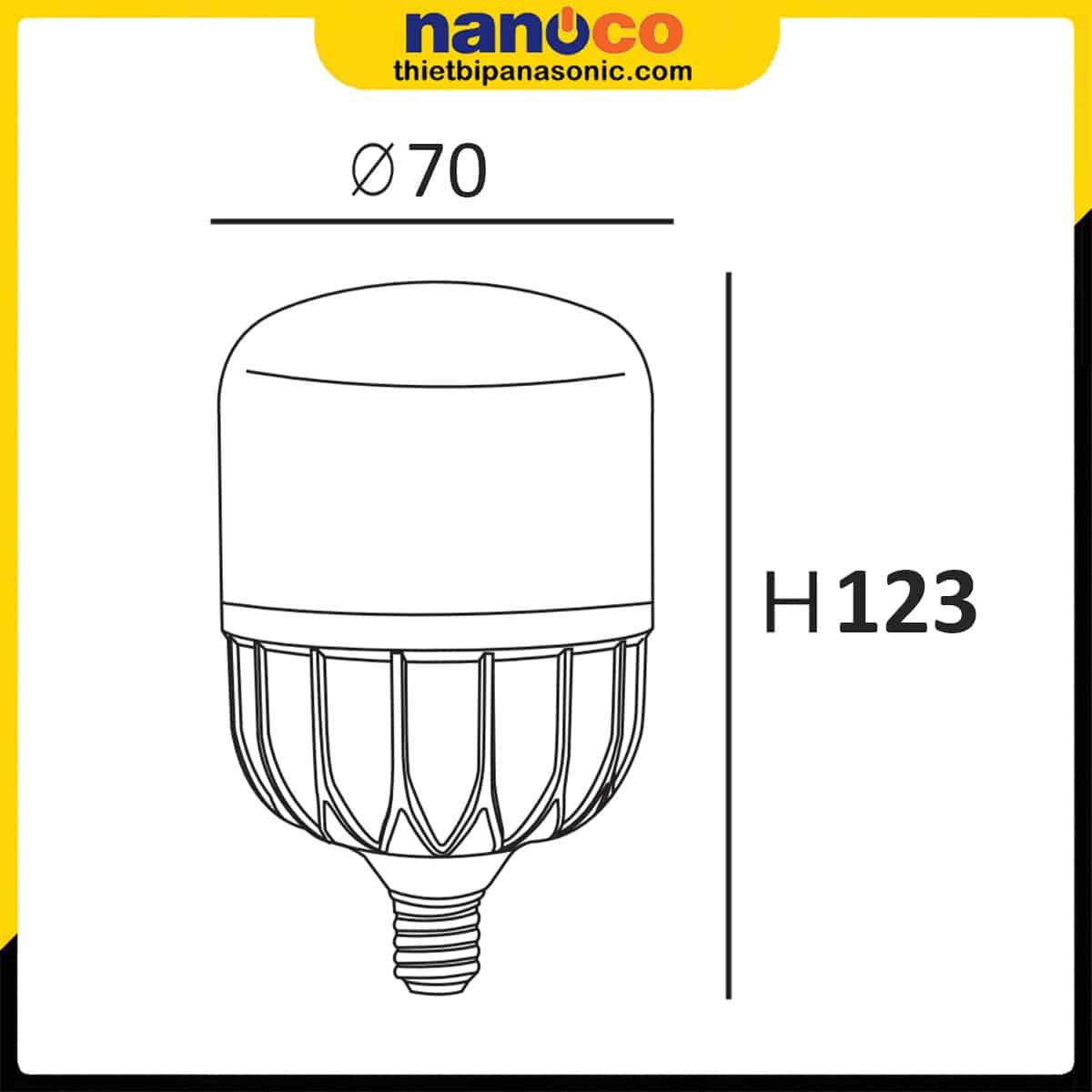 Kích thước của Bóng LED trụ 20W Nanoco NLB206, NLB204, NLB203
