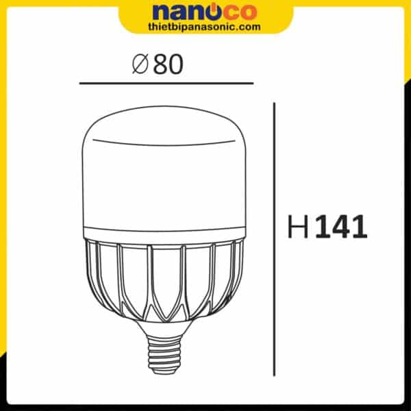 Kích thước của Bóng LED trụ 30W Nanoco NLB306, NLB304, NLB303