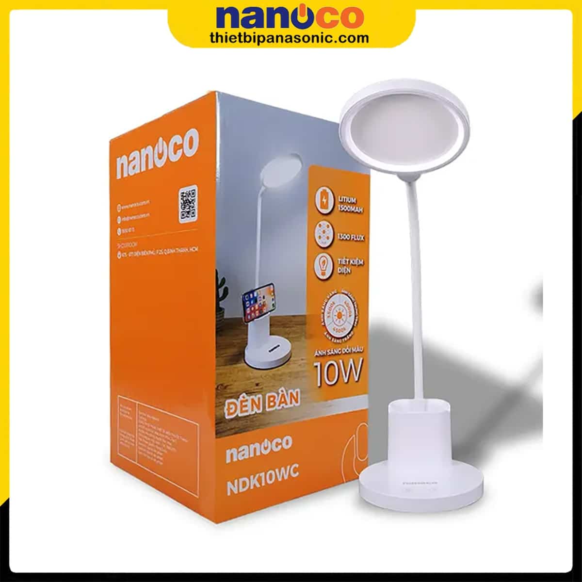 Hộp đựng của Đèn bàn LED Nanoco NDK10WC có độ hoàn thiện tốt