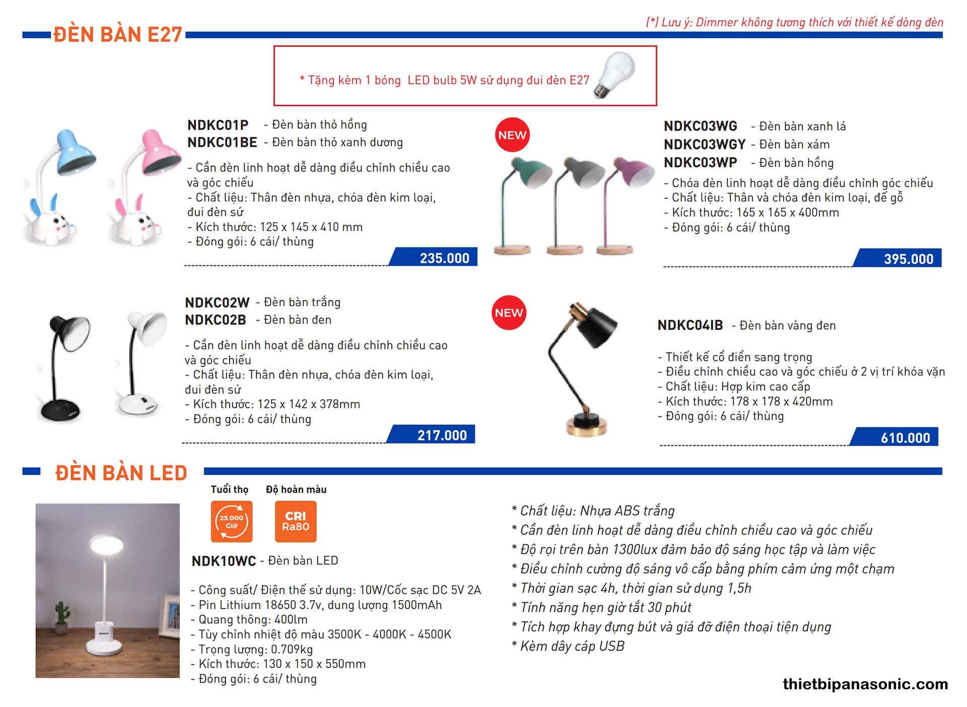 So sánh các loại đèn bàn của thương hiệu Nanoco