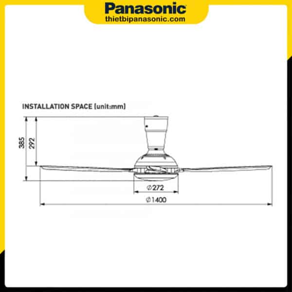 Bản vẽ kỹ thuật quạt trần Panasonic F-56XPG màu đen