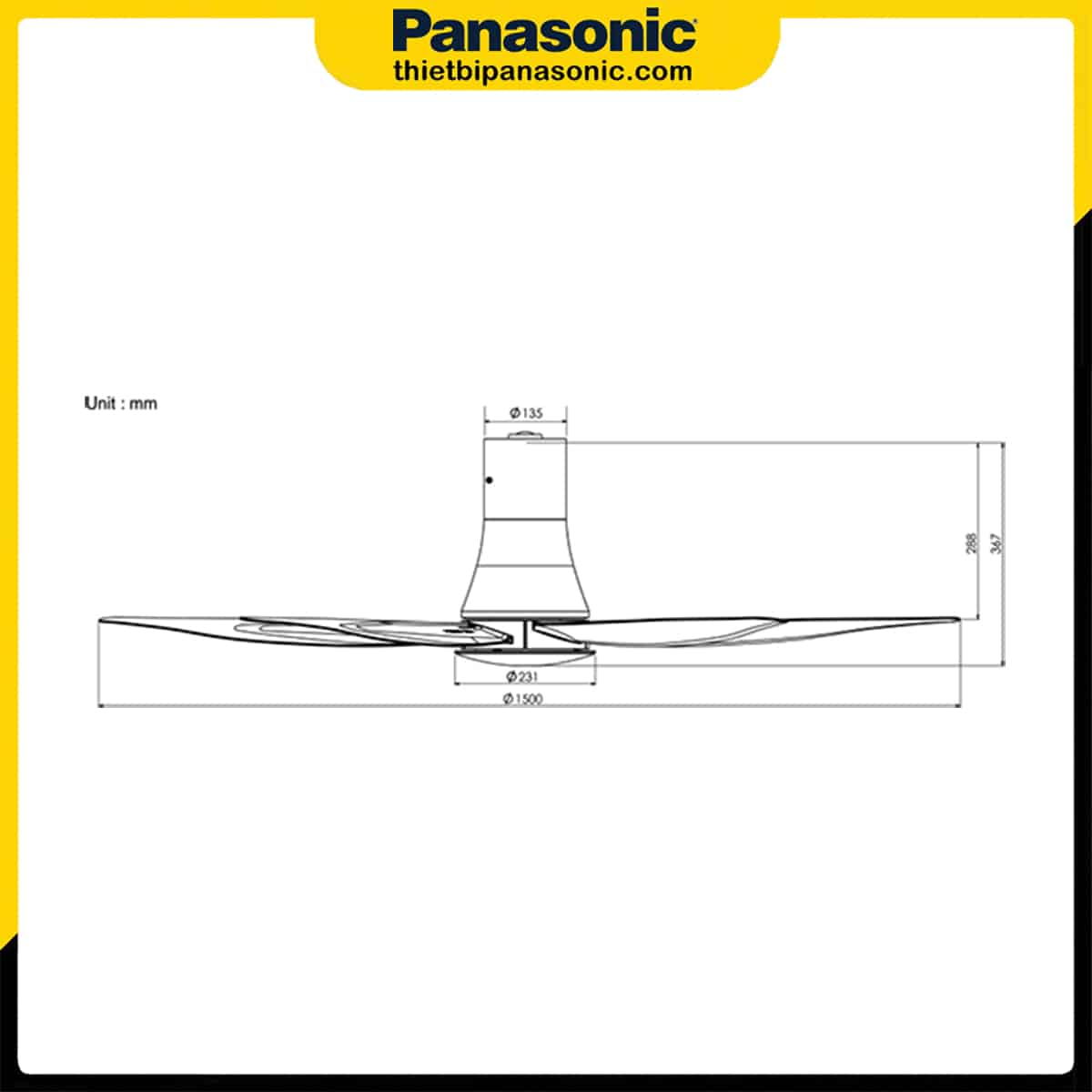 Kích thước của quạt trần Panasonic F-60TAN