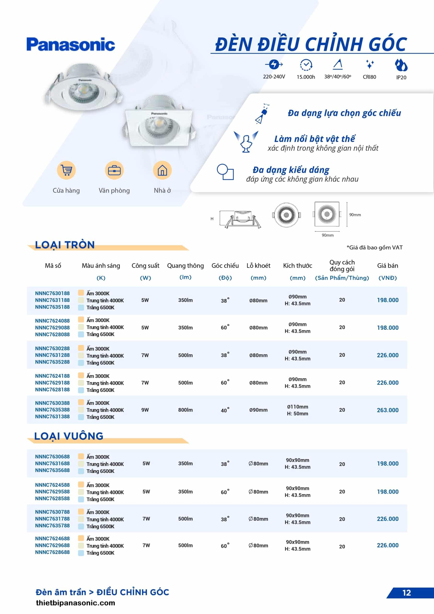 Catalogue Bảng giá đèn LED âm trần Panasonic Cập nhật mới Tháng 10/2023 (Trang 9/11)